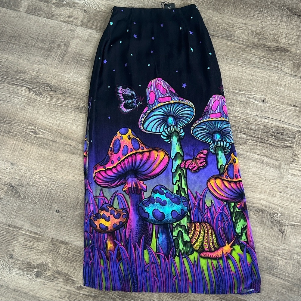 NWT Dolls Kill Current Mood Mushroom Print Maxi Skirt XXS